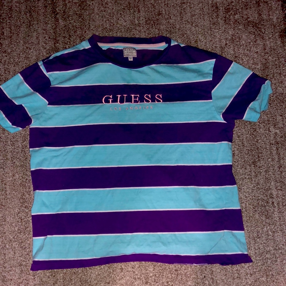 Guess Tee, size large, blue and purple colors